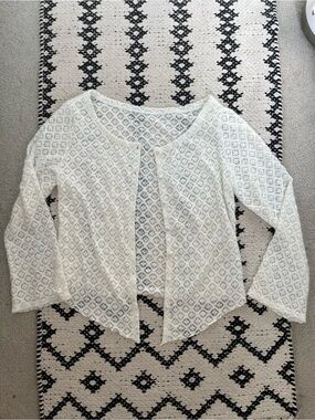 White Lace Open-Front Cardigan